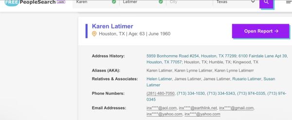 A starting point for those looking to serve Karen Latimer with legal documents.
